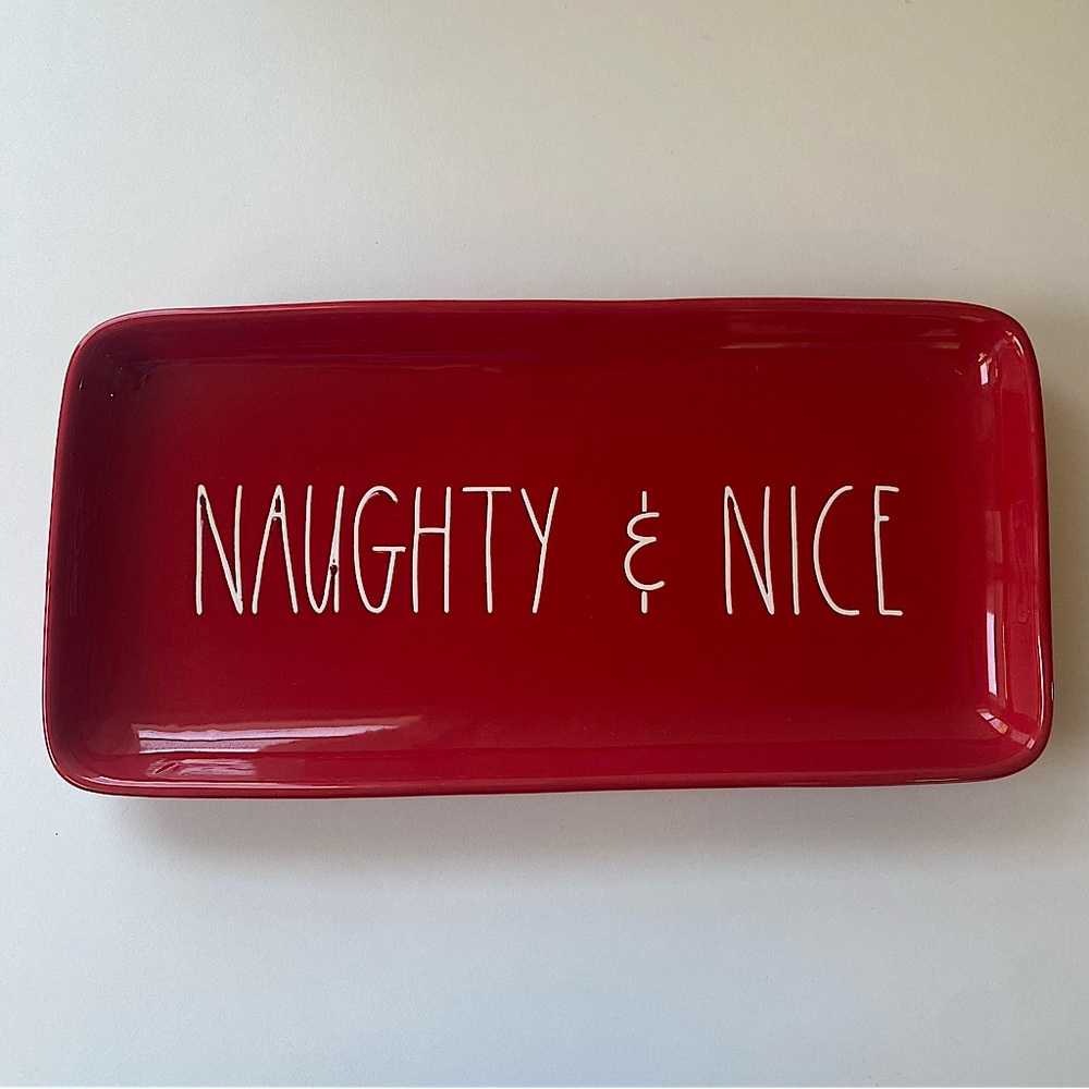 Rae Dunn Naughty & Nice Artisan Platter Serving Tray Red